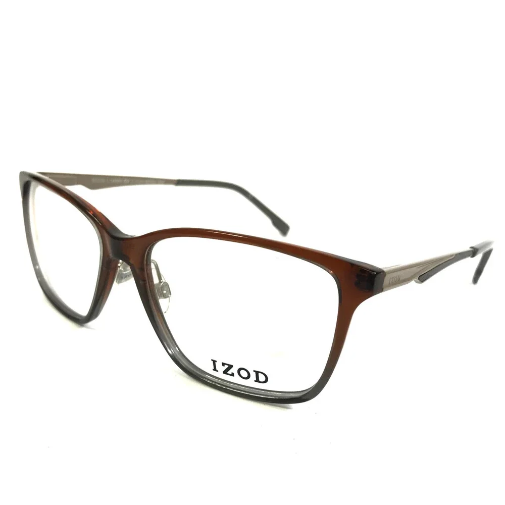 IZOD Eyeglasses Frames IZ2120 BROWN FADE Gray Rectangle Full Rim 55-16-145